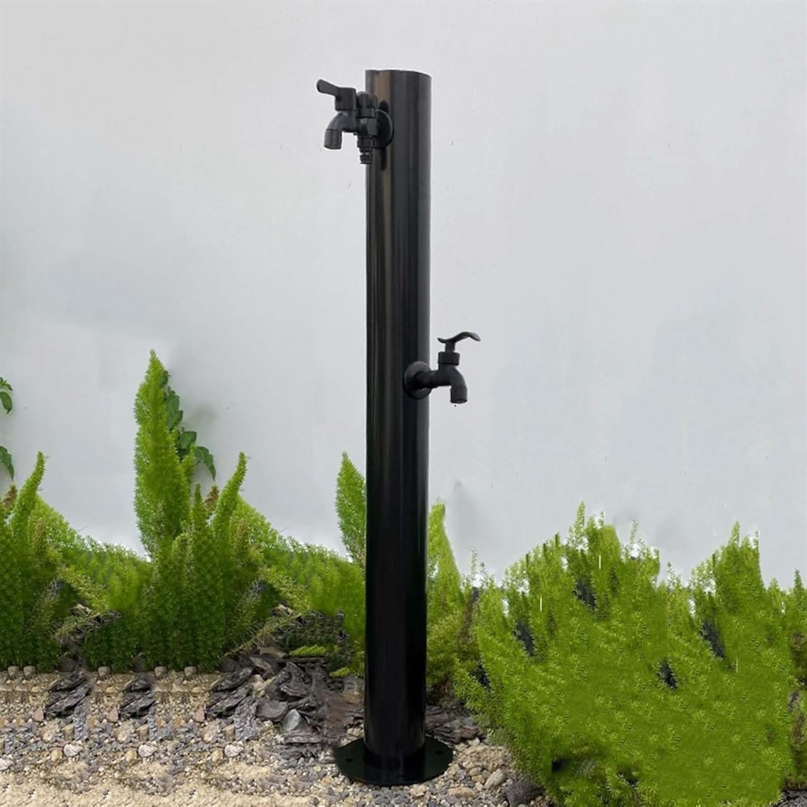 Surtidor de Agua Independiente para jardín con Grifo - Fuente para Exterior y Soporte para Manguera, Adecuado para riego de Patios, bebederos e hidrantes contra Incendios (Negro) - Ideal par