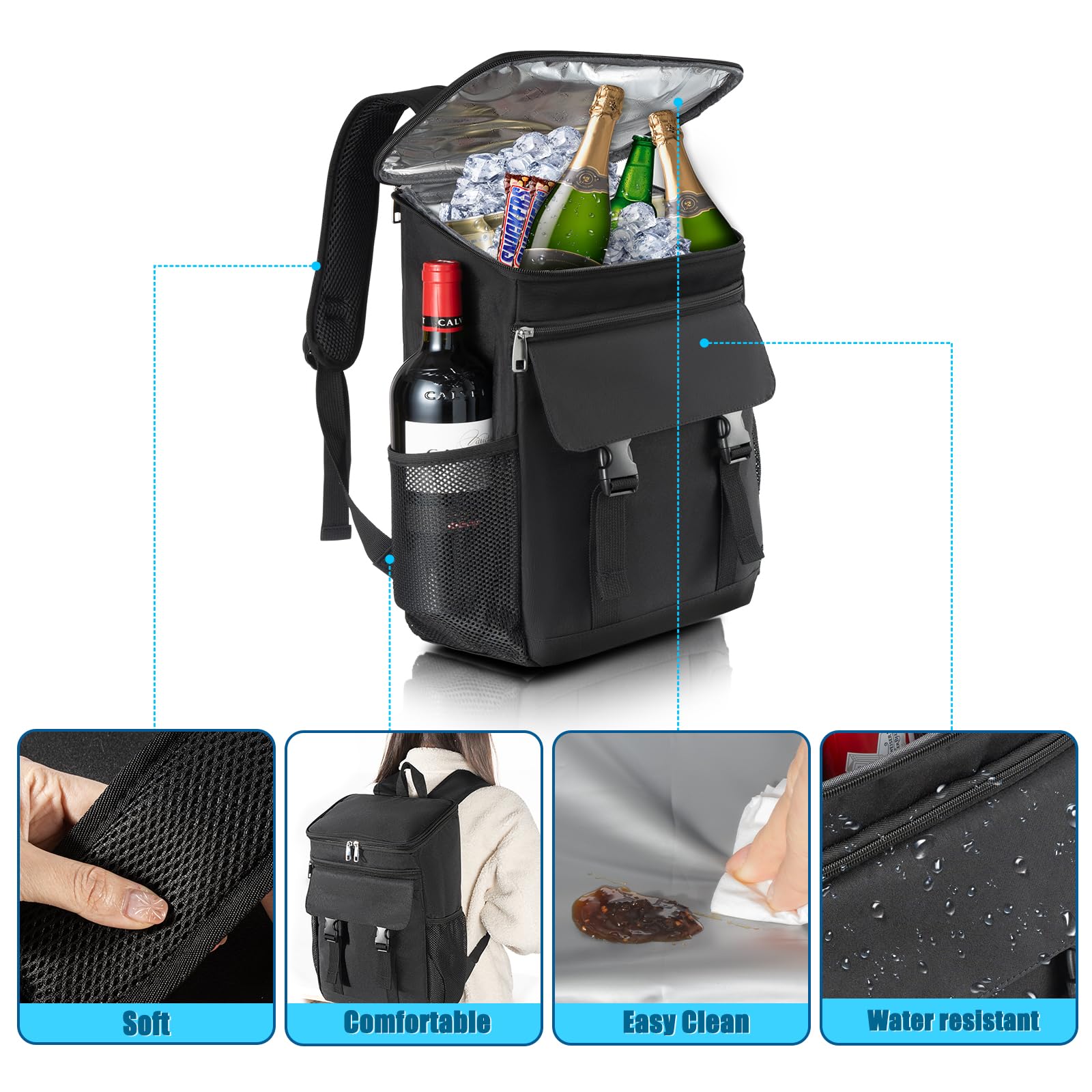 Isolierter Rucksack Als Kühltasche – Auslaufsicher & Wasserdicht Für Picknick, Arbeit & Schule (ca. 40x28x22 Cm)