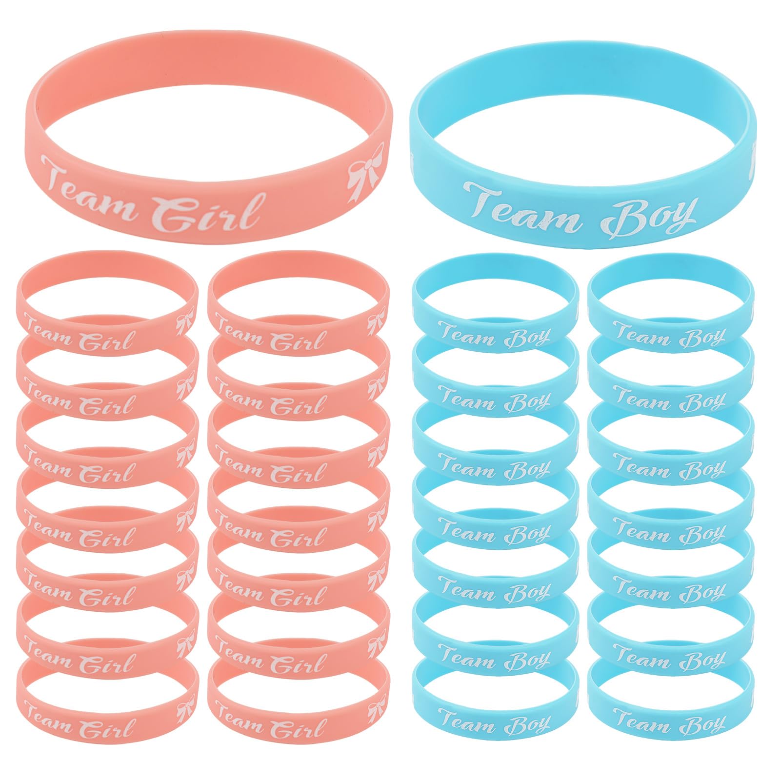 Braccialetti Gender Reveal, 30 Pezzi Braccialetti in Silicone Team Boy e Team Girl Etichette Gender Reveal, Accessori per Baby Shower Gender Reveal Party Giochi Anniversario Nascita Festa Compleanno