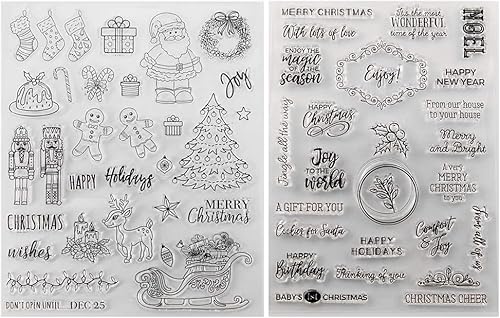 Kiddale Sellos de silicona transparente con temática navideña, sellos para manualidades de tarjetaspapel, decoración de manualidades, álbum de fotos