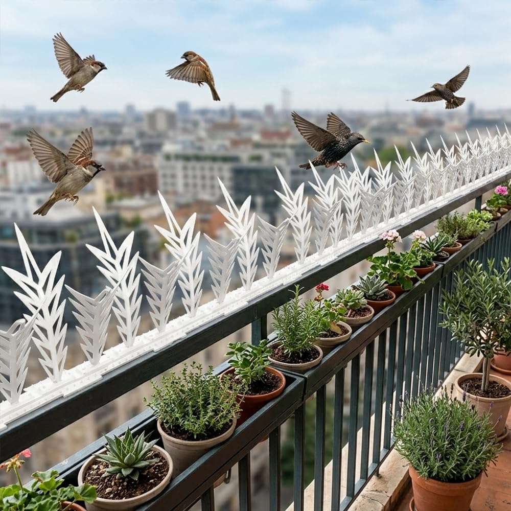 Anti-Pigeon Bird Spikes Pack of 2 | Long-Lasting UV Protected Spikes for Balcony Railings, Windows & Outdoor AC Units Multi-Row Protection (White)-image-47