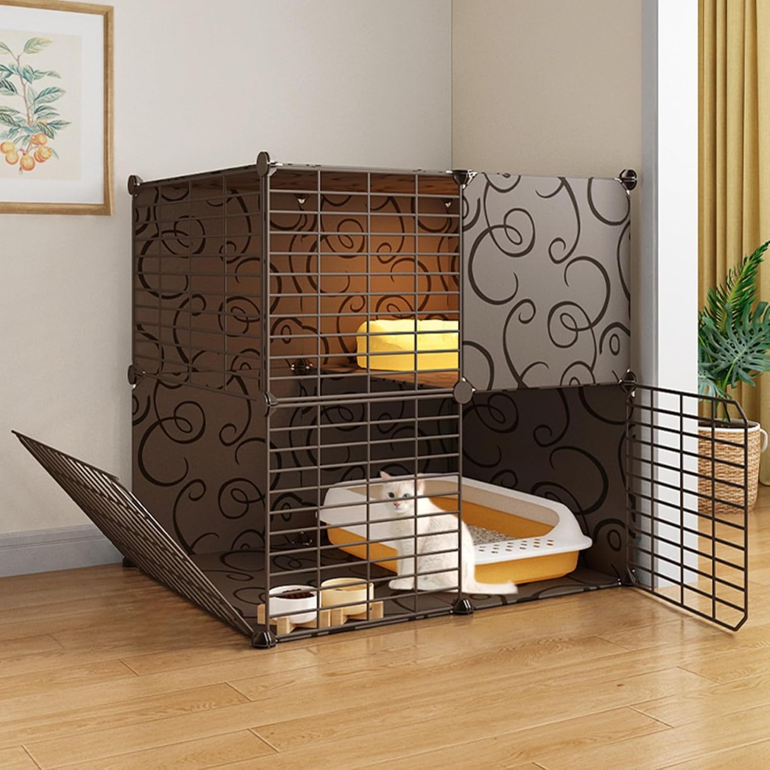 Parc pour chat d'intérieur enclos pour chaton métal amovible modulable