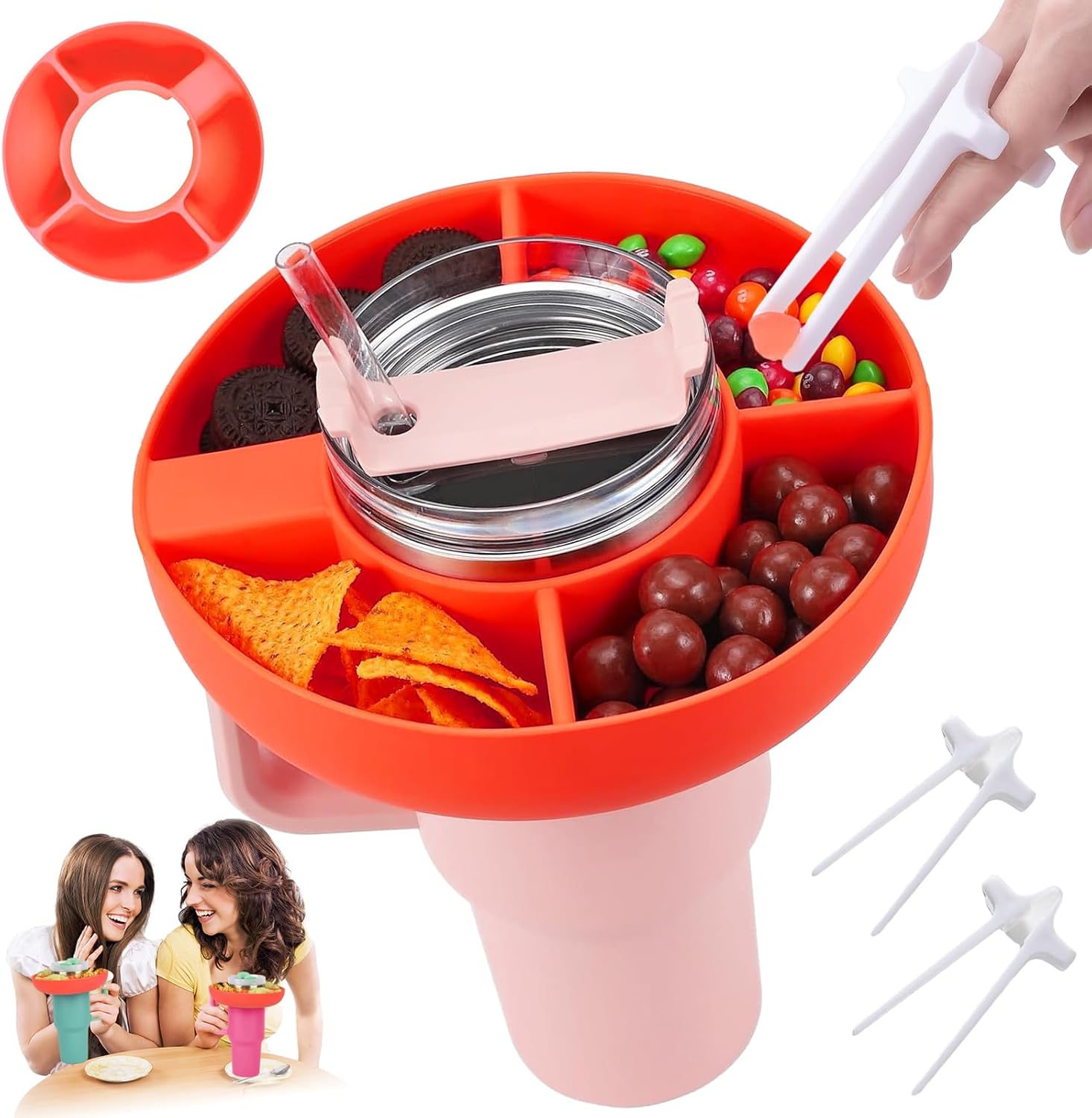 Silicone Snack Ring for Stanley Cup 40 oz with 2 Finger Chopsticks ...