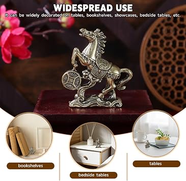Ciieeo Lucky Horse Ornament Chinese Zodiac Statue Rich Horse Feng Shui Figure God of Wealth Figurine Decorations for Home Figurine Chinese Style Office Feng Shui Brass