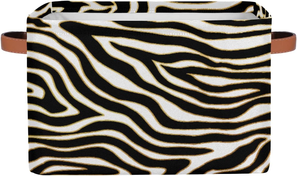 Abstract Zebra Print Storage Basket Cube Large Collapsible Toys Storage Box Bin Laundry Organizer for Closet Shelf Nursery Kids Bedroom,15x11x9.5 in,2 Pack