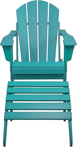 Miniatura 10 de WestinTrends Malibu - Silla de salón para exteriores, juego de 2 sillas Adirondack con otomana, sillas plegables de madera de polietileno para todo