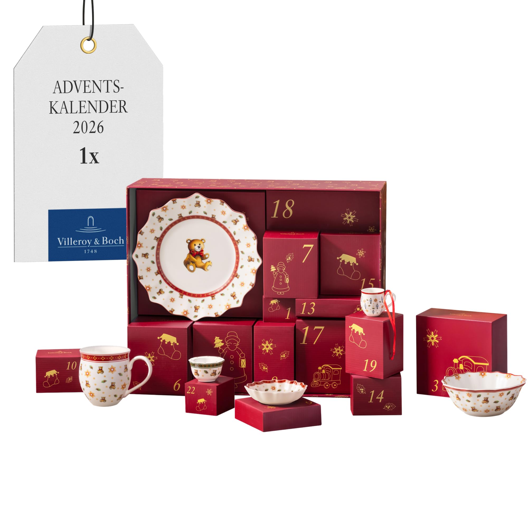 Villeroy & Boch - Christmas Toys Memory Adventskalender 2026 Bunt, Limitierter Porzellan Adventskalender mit Geschirr, 24 Überraschungen, Weihnachtsdeko, Deko Weihnachten, Premium Porzellan