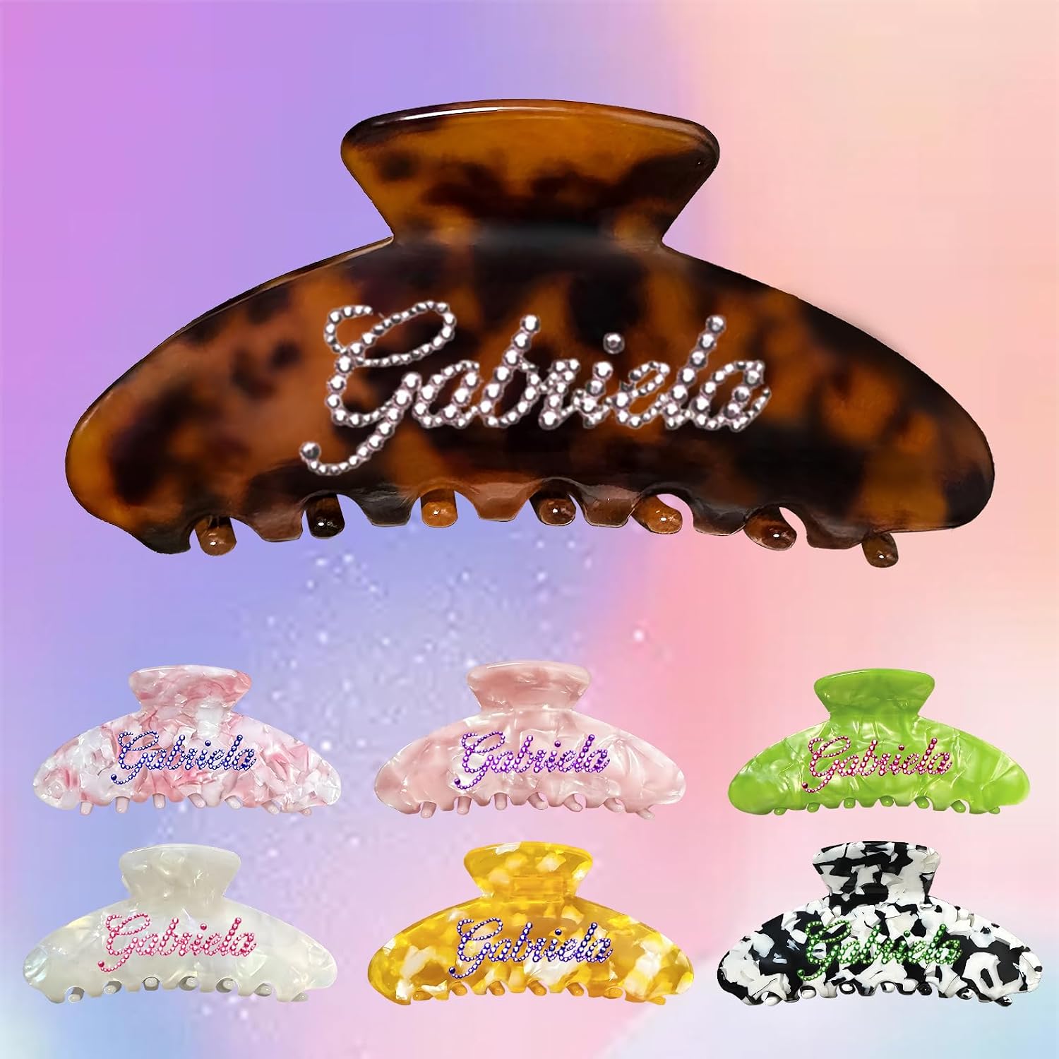 Large Hair Claw Clips for Women,Personalized Name Banana Rhinestone Hair Clip,Custom Large Hair Claw Clips for Thin Thick Hair,Hair Styling Accessories for Girls Wife Bride