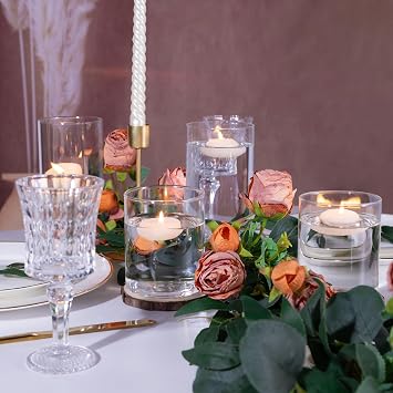 UPBUD 4 Inch Glass Cylinder Vases for Centerpieces, Small Vases for Flowers