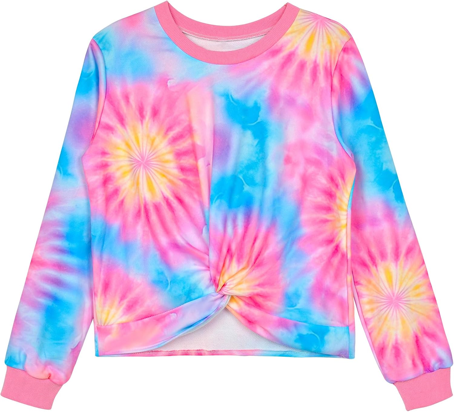 Girls Long Sleeve Sweatshirt Kids Crewneck Shirts Trendy Twist Front Pullover Tops 3-12 Years