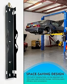 Premium Wheel Alignment Tool with Hanging Holes, Stainless Steel Toe Alignment Tool Plates, Black