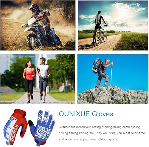 Miniatura 6 de OUNIXUE Guantes de motocross para motocicleta con pantalla táctil para hombres y mujeres, guantes de motocross de montaña de dedo completo,
