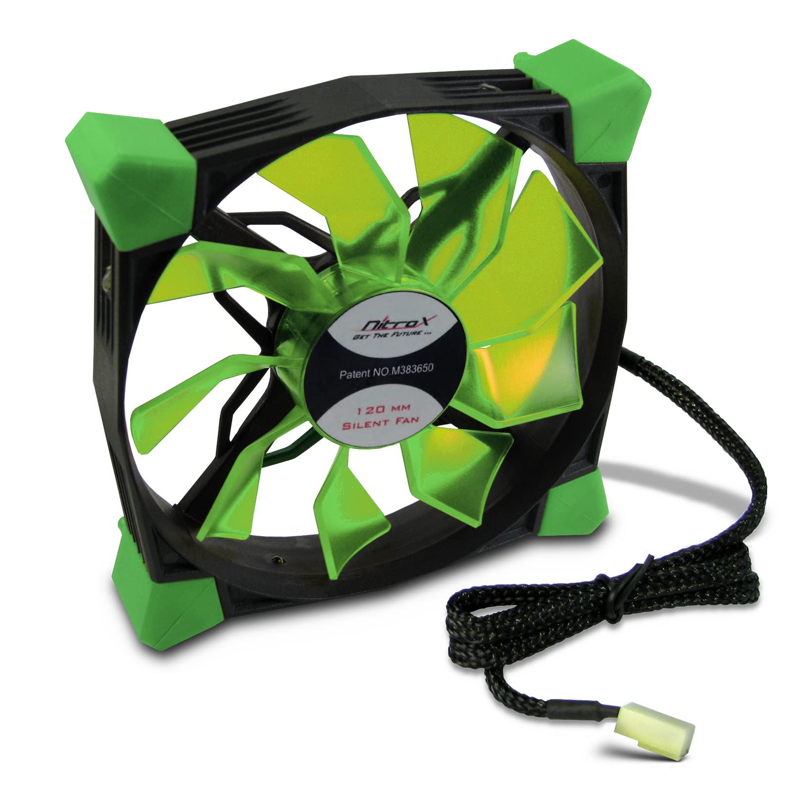 Inter Tech 88885356 Fan with Damping System Black/Green