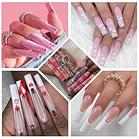 Vista 5 de 600 puntas de uñas cuadradas sin curva C para uñas acrílicas profesionales, puntas de uñas transparentes, puntas planas cuadradas rectas, puntas