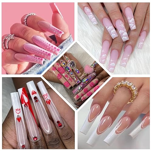 Miniatura 5 de 600 puntas de uñas sin curva C para uñas acrílicas profesionales, puntas de uñas transparentes, puntas planas cuadradas rectas, puntas de uñas