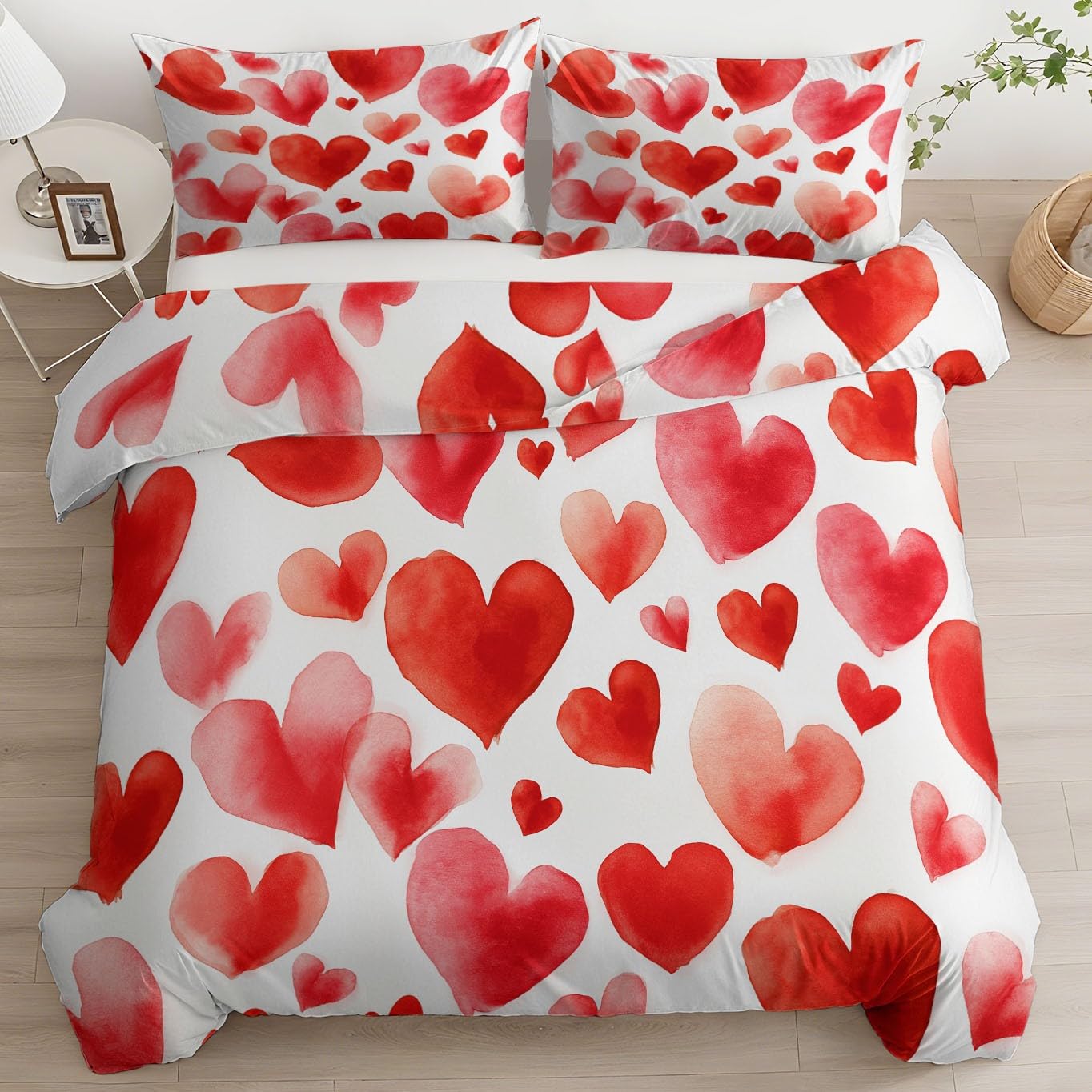 Housse de couette 220 x 240 cm blanche Onirique avec 2 taies d'oreiller 65 x 65 cm en microfibre