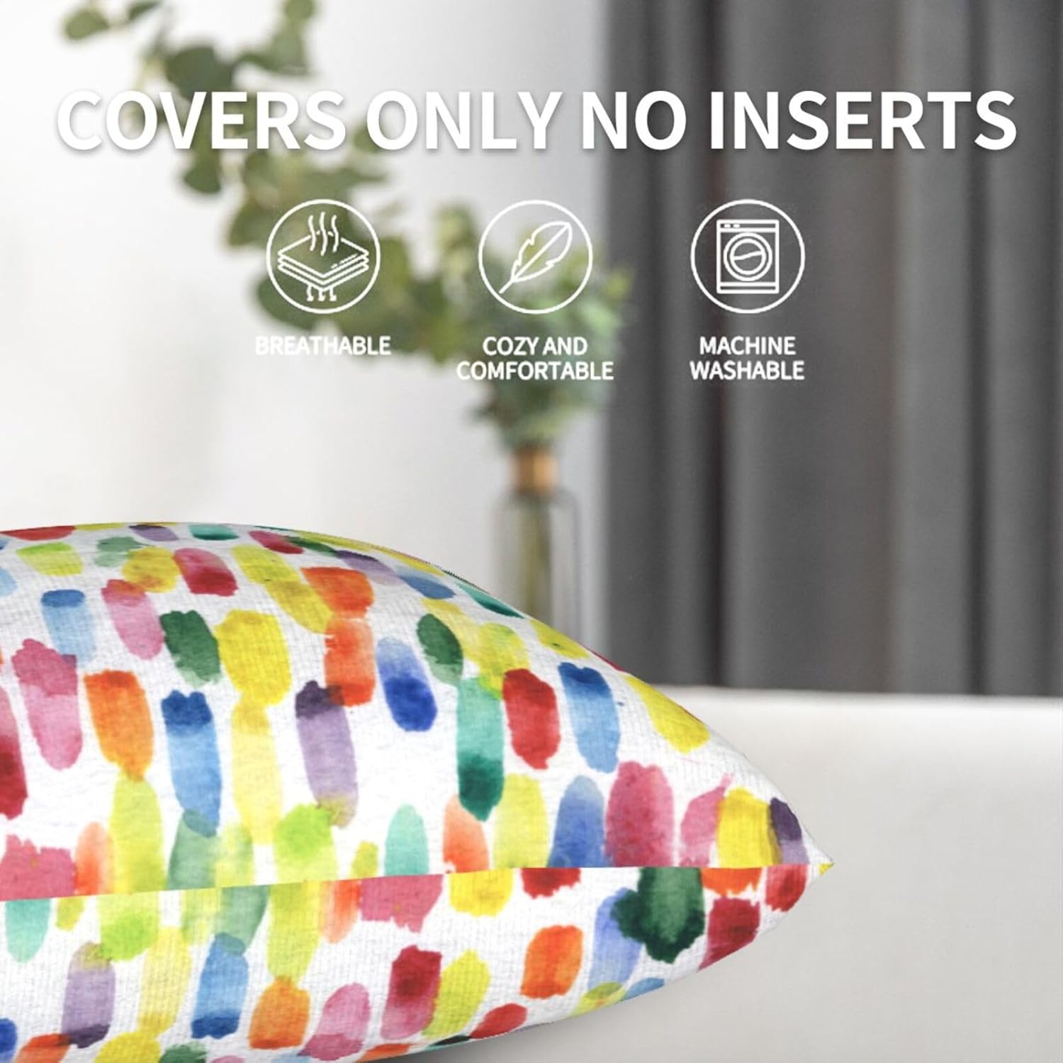 Kids Colorful Pillow Covers Polka Dot 18 x 18 Inch Set of 2 Cute Kid Double-Sided Square Throw Pillows Farmhouse Decorative Cushion for Couch Bed Sofa - Image 3