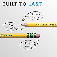 Vista 5 de Ticonderoga. - Lápices de grafito #2 HB blando, pre afilados, color amarillo.