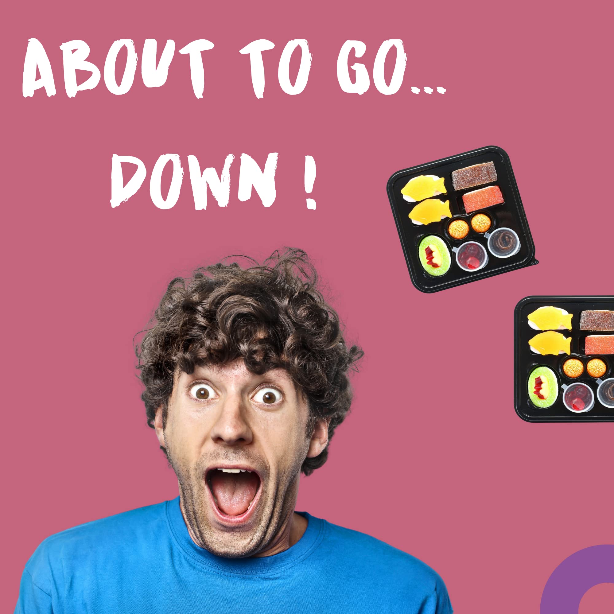 Raindrops Gummy Candy Sushi Mini Bento Box of Sushi Rolls and Garnishes