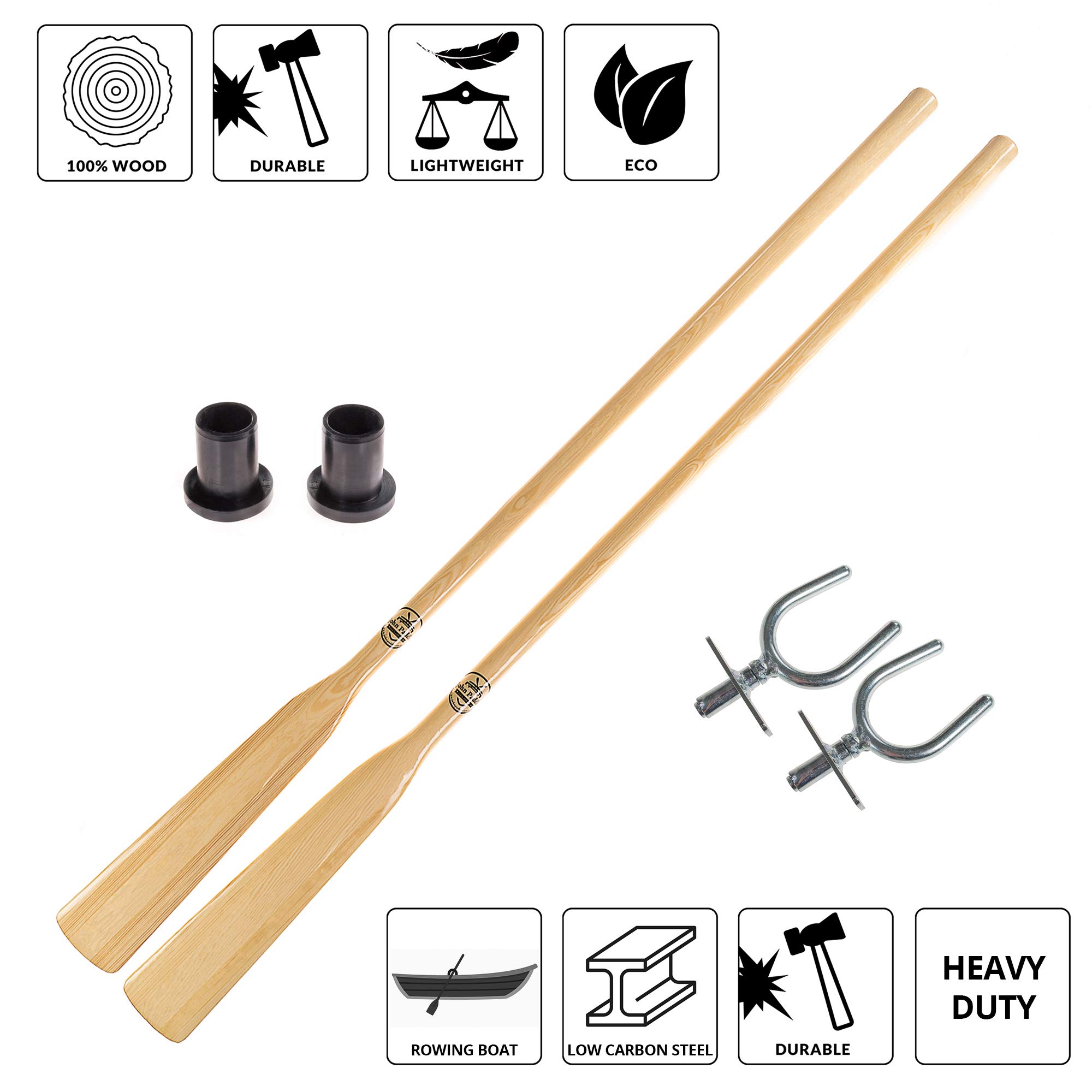 John Paddle Set: 1 paio (2 pezzi) Paddle 195 cm - 240 cm, 1 paio (2 pezzi) di dollini in acciaio inox e 1 paio (2 pezzi) di polsini da 45 mm