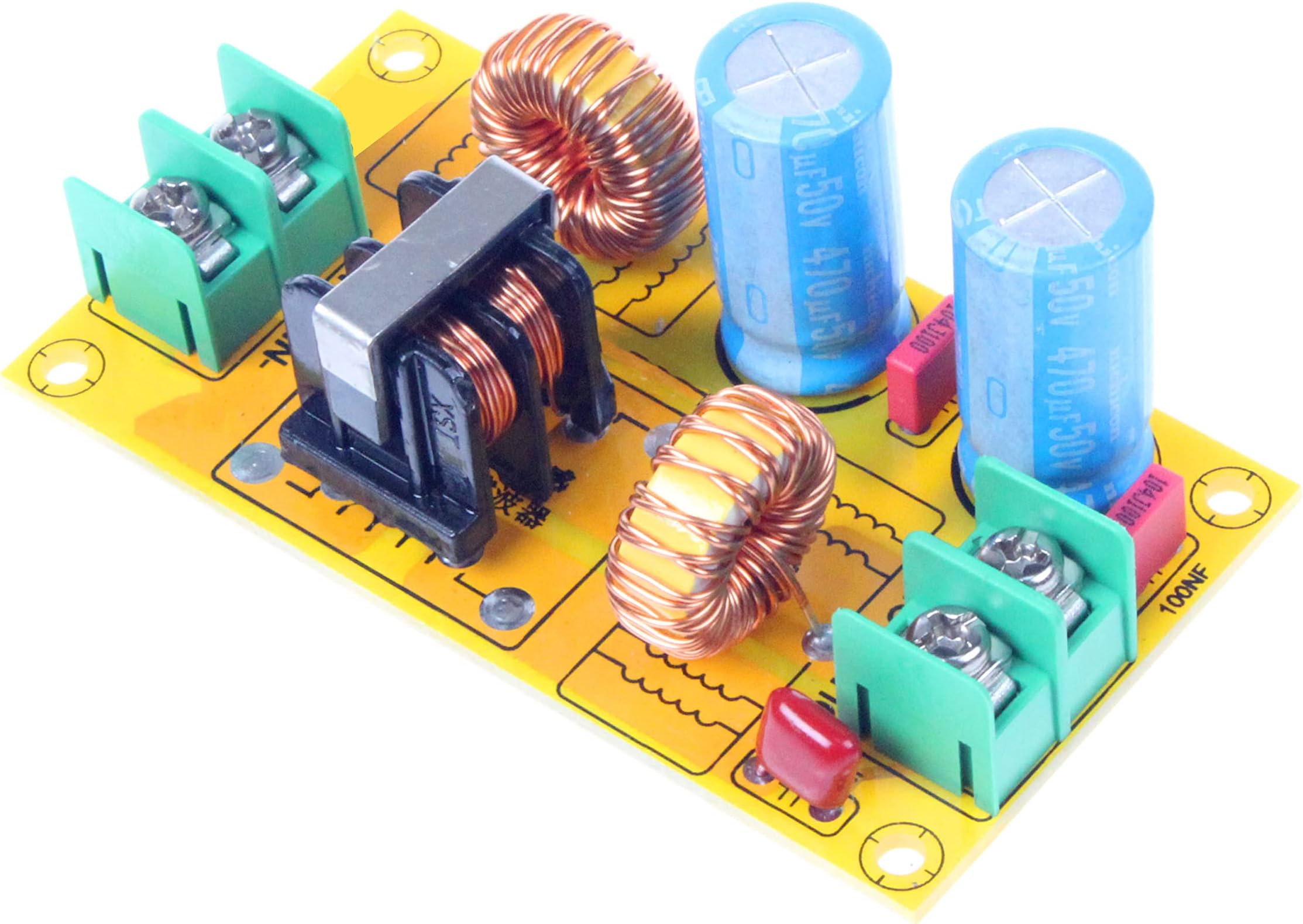 NOYITO DC LC Filter DC EMI Power Filter 0 to 50V 2A 4A 10A 20A Filtering Board (2A)