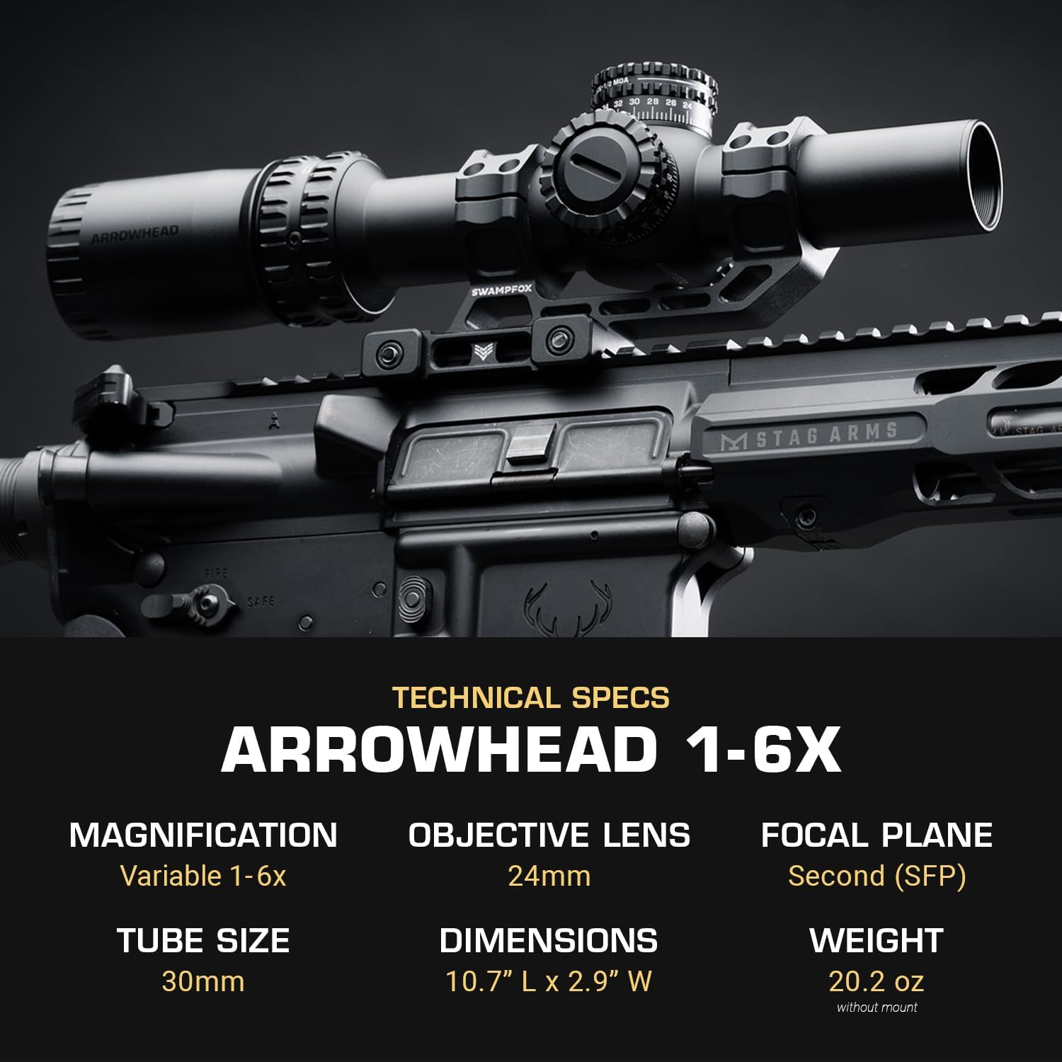 Swampfox Arrowhead SFP LPVO, 1-6x24, 30mm