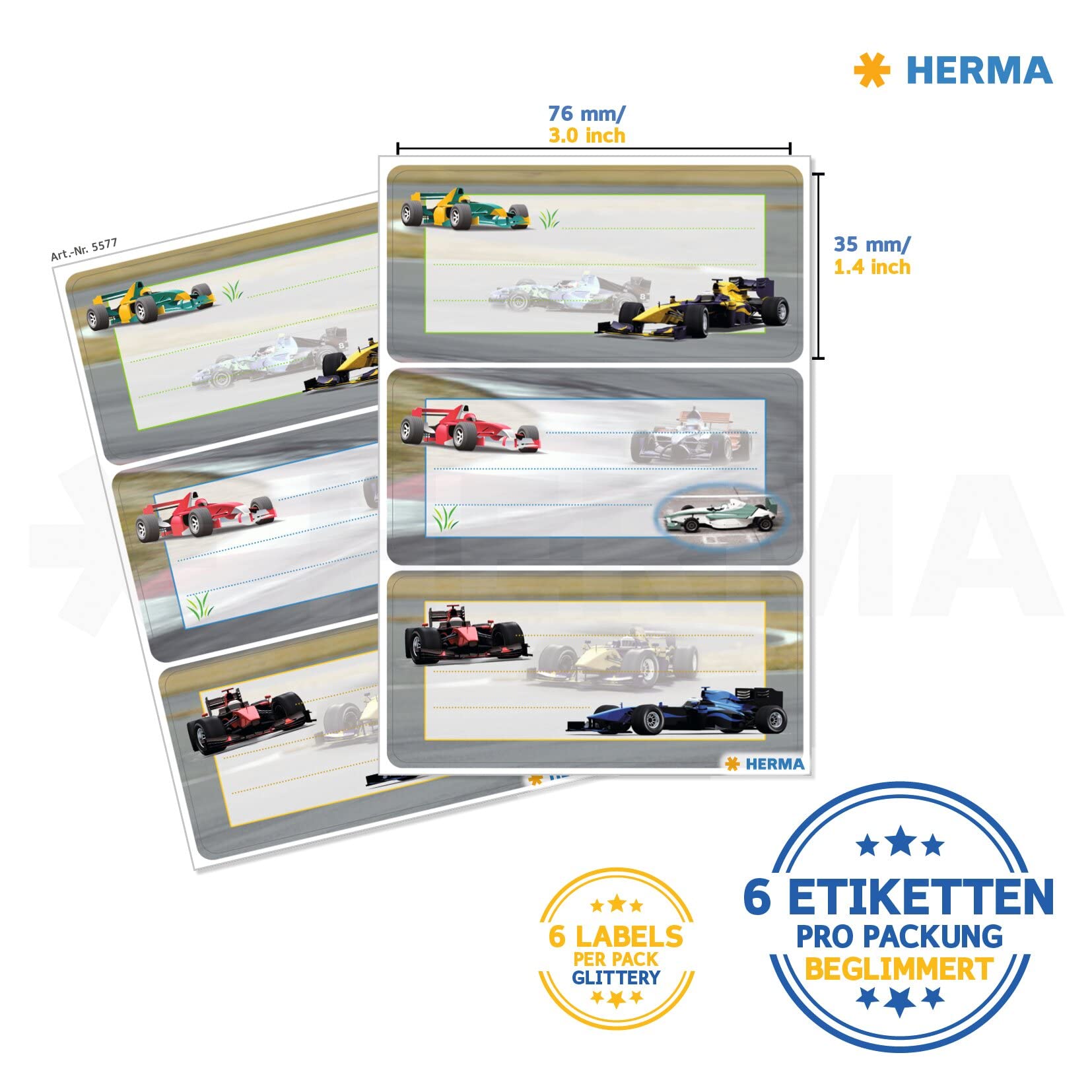 Herma Étiquettes De Nom Tuning – 9 Stickers 7,6x3,5 Cm – Pour Cahiers Et Livres D’école – Papier Permanent – Motif Original
