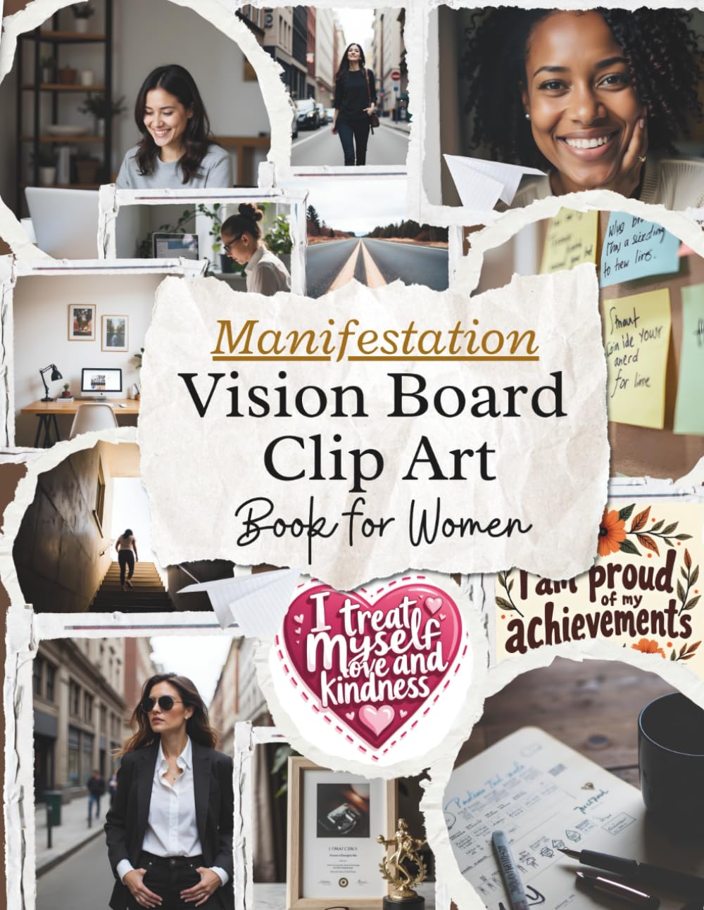 Manifestation Vision Board Clip Art Book for Women: Aesthetic Vision Board Images, Affirmations & Quotes to Manifest Goals, Confidence, Freedom, Purpose & Personal Growth.