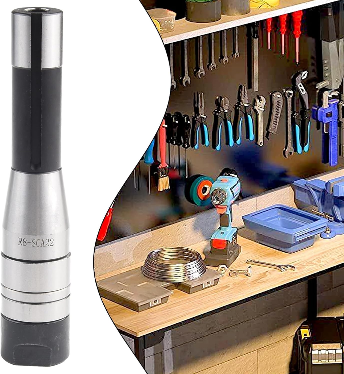 R8 Shank Milling for Arbor Gear Cutter Holder with 7/16-20 Drawbar Thread, Fits 22mm Milling Cutter, Face Mill Cutter, Slitting Saws, Black Oxidation Treatment, Anti-Rust Toolholding, 189mm Length