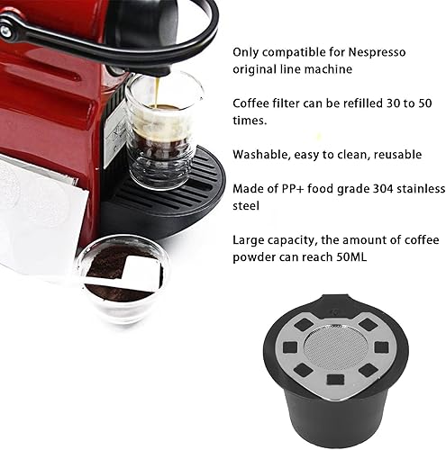 Miniatura 2 de Pilipane Cápsulas de café reutilizables para café, cápsulas de café recargables con cepillo para cuchara, filtros de café en cápsulas de taza, taza