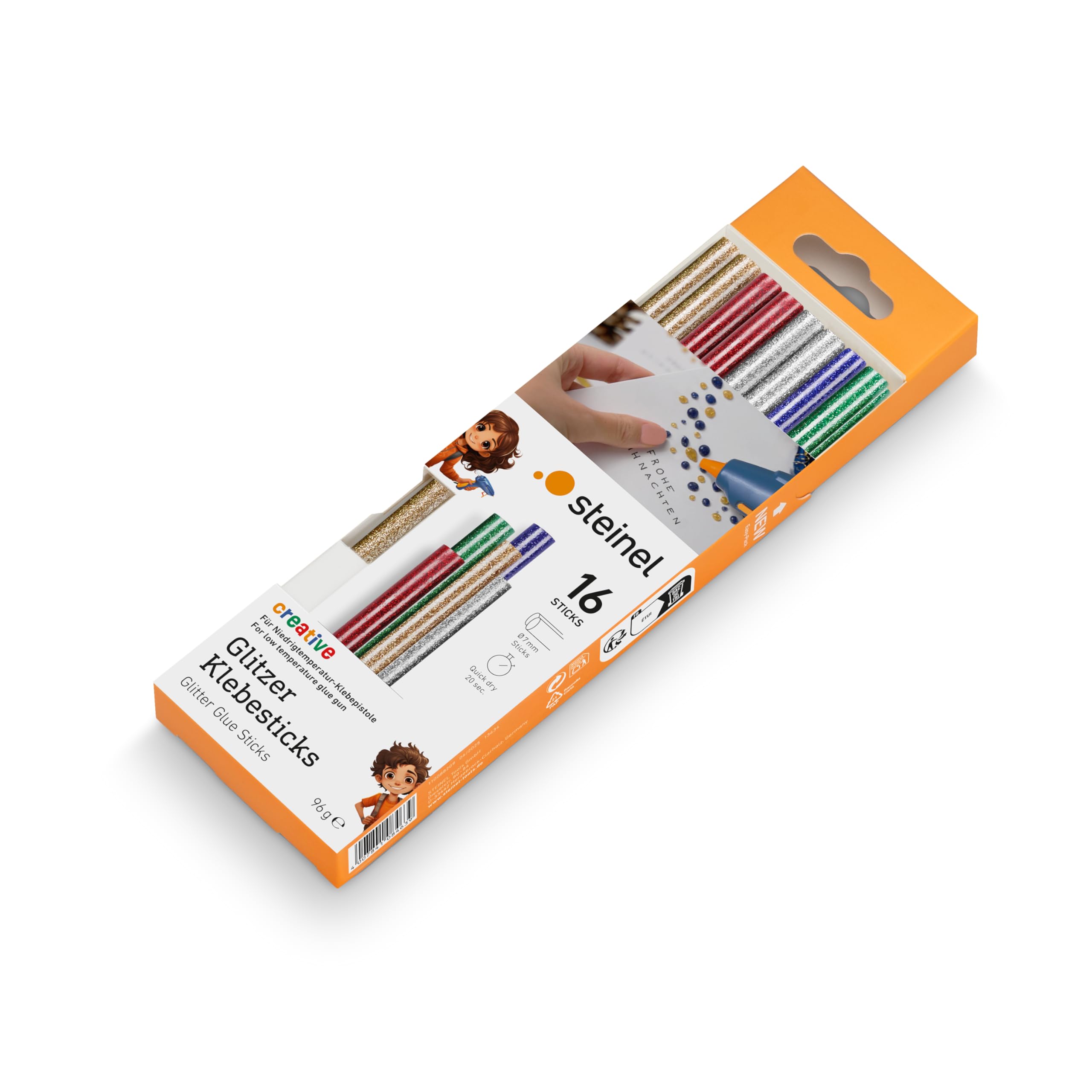 Steinel Hot Melt Glue Sticks Multi-Coloured 7x150mm 16pcs