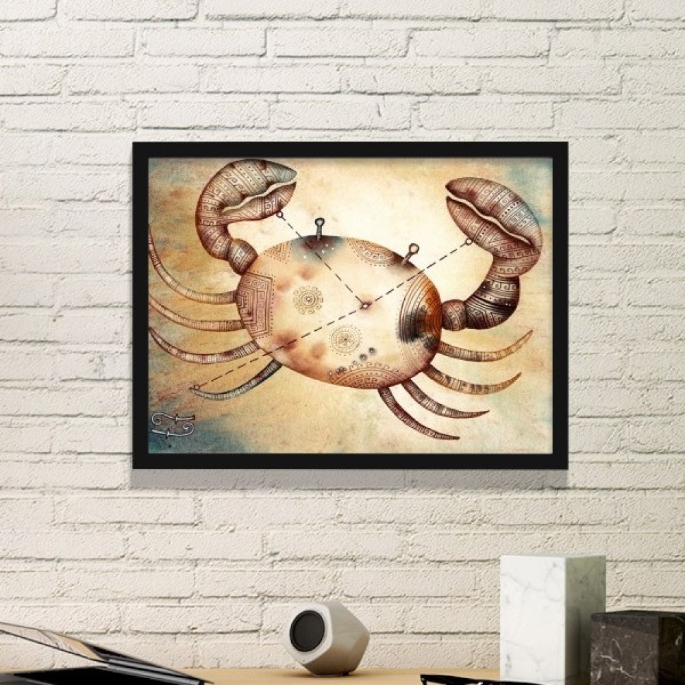 Cadre photo Cancer avec peinture constellation en taille moyenne noir