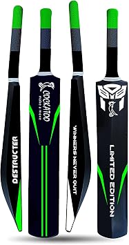 Cockatoo Destructor Bat l Power Series l Academy Size 34" x 4.5" l Classic Black l Precision Striking Large Heavy Duty Plastic Cricket Bat l For Ages 15+ Men, Women, Kids