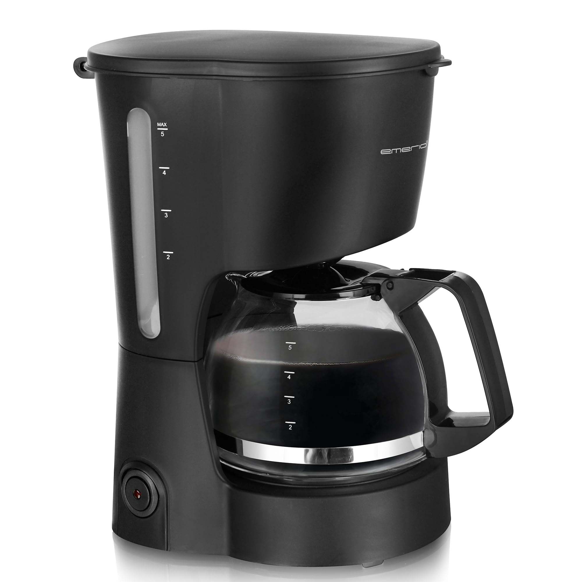 EMERIO Filter Kaffeemaschine klein | 0.6L Glaskanne für bis zu 5 Tassen frischen Kaffee | herausnehmbarer Permanent-Filter | Anti-Tropf-Funktion | 40 Min. Auto-Off | 600 Watt | BPA frei | CME-116801