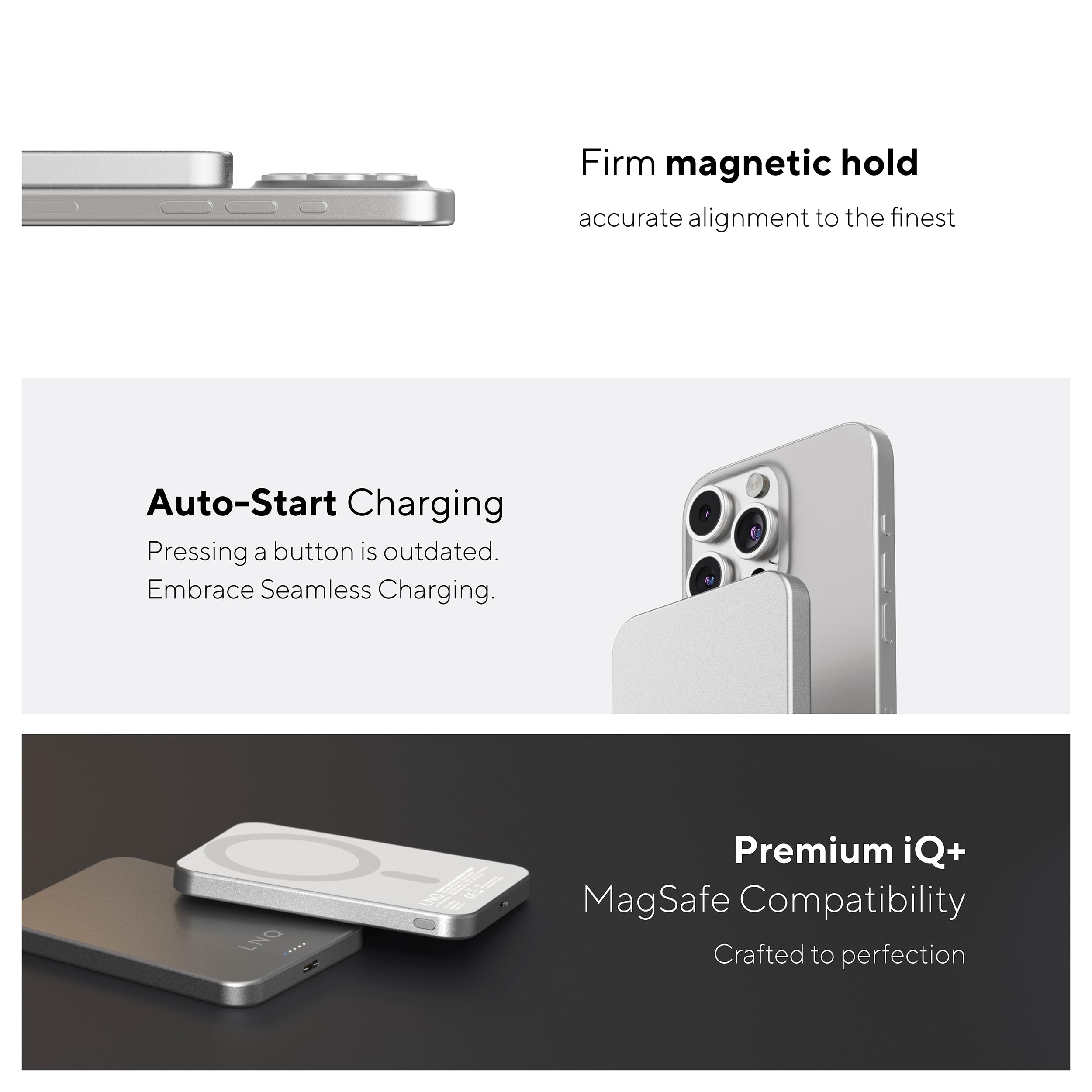 LINQ Magnetyczny bezprzewodowy powerbank 5.000