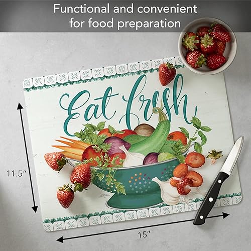 Miniatura 4 de Cut N' Funnel Eat Fresh - Alfombrilla de plástico flexible para tabla de cortar de 15 x 11.5 pulgadas, fabricada en los Estados Unidos, decorativa,