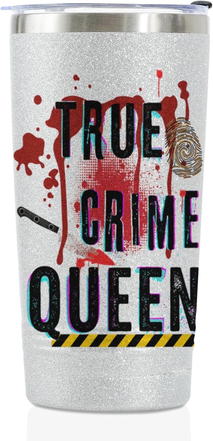 Onebttl True Crime Gifts for Women, Crime Fans, Crime Lovers, Serial Killer Gifts, Stainless Steel Travel Mug Cup Tumbler, 20oz - True Crime Queen