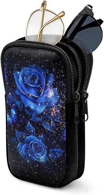 HUIACONG Double Eyeglass Cases for Women, Soft Neoprene 2 Pairs Glasses Case, Portable Glasses for Travel