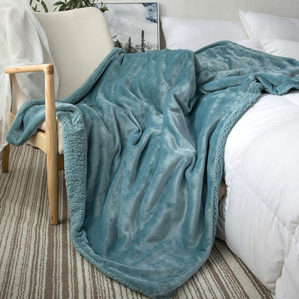 VHKJewE Blanket Throw for Bed Mint Throws for Sofas Large Fall and Winter Fleece Soft and Cosy Heavy(Blueness,130x150cm)