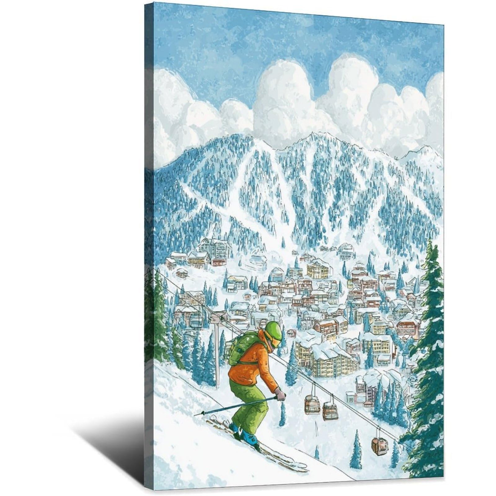 Aspen Colorado Ski Poster 24x36inch(60x90cm) Vintage Watercolor Canvas Art