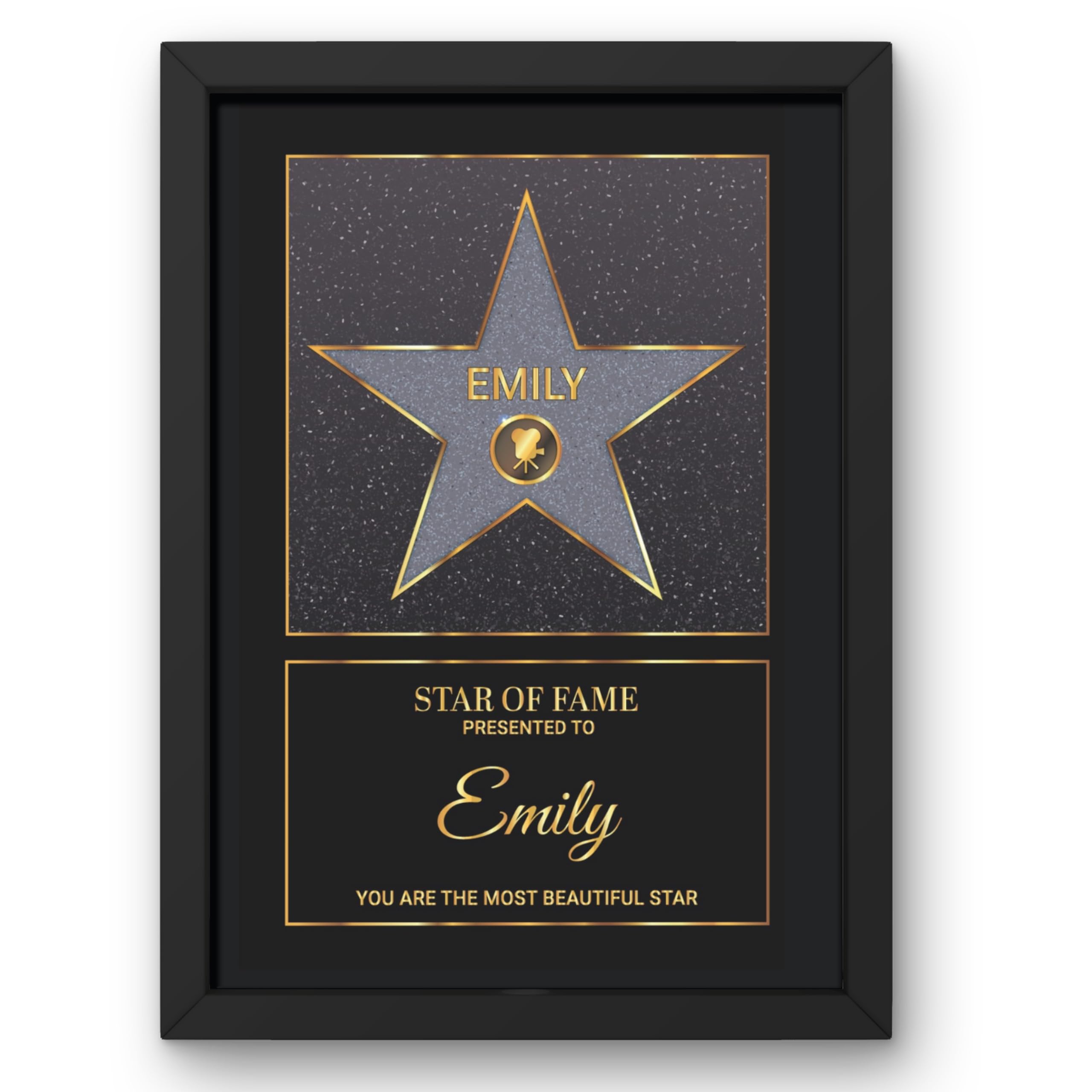Triangle Déco 02 Grey Star Hollywood Star Grey Name Walk Of Fame Tribute Print - Personalised Gift