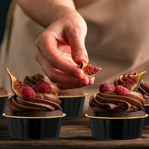 Miniatura 5 de 100 paquetes de ramequines desechables con tapas de 8 oz, ramequines de papel de aluminio para creme brulee, forros desechables para magdalenas para