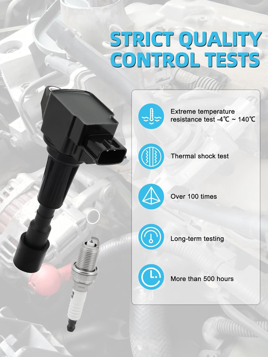 Set Of 4 UF655 Ignition Coil Pack & Iridium Spark Plugs (1.5L Only) 2011 2012 2013 2014 For Mazda 2, Replace # ZJ2018100 ZJ2018100A ZJ4918100 5C1847 48754 1788531 C1790 GN10637
