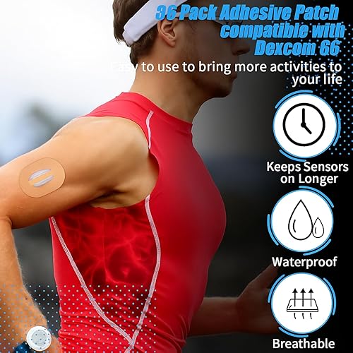 Miniatura 8 de Nuanchu 36 parches adhesivos compatibles con Dexcom G6, parche impermeable para ducha, parches adhesivos precortados con correa, cinta precortada a
