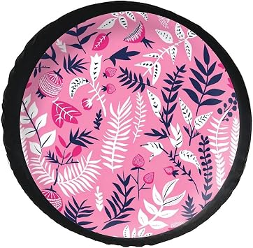 Universal Fits Diameters 28-34inch Spare Wheel Tire Cover Flowers and Pomegranates Waterproof Leather Wheel Cover for Trailer RV SUV