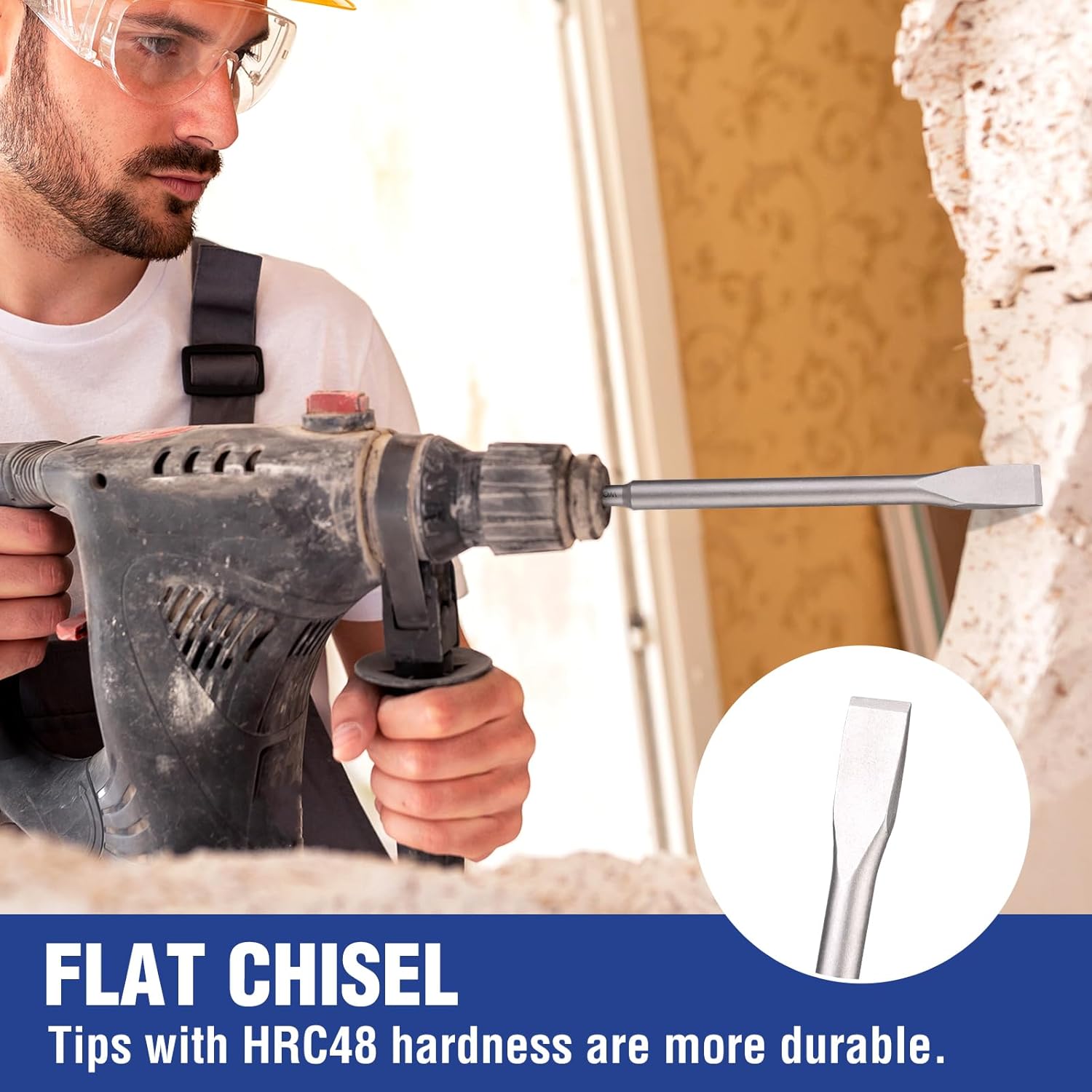 WORKPRO 16-Piece SDS-Plus Rotary Hammer Drill Bits and Chisel Set, Carbide-Tipped Masonry Drill Bits and Chisels for Concrete, Stone, Brick, with Storage Case, SDS Chuck Fit Only