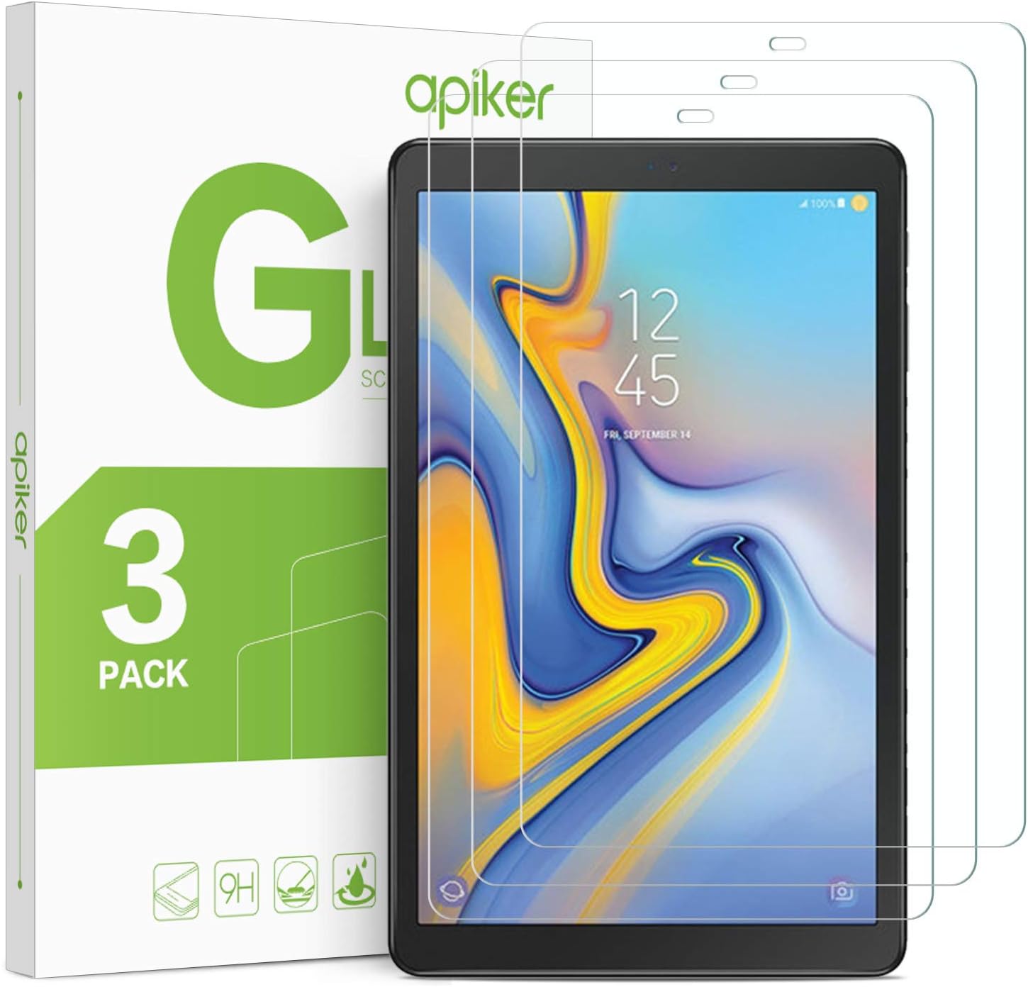 apiker (3 Pack) Galaxy Tab A 10.5 Screen Protector, Tempered Glass Screen Protector for Samsung Galaxy Tab A 10.5 (SM-T590 / SM-T595 / SM-597)