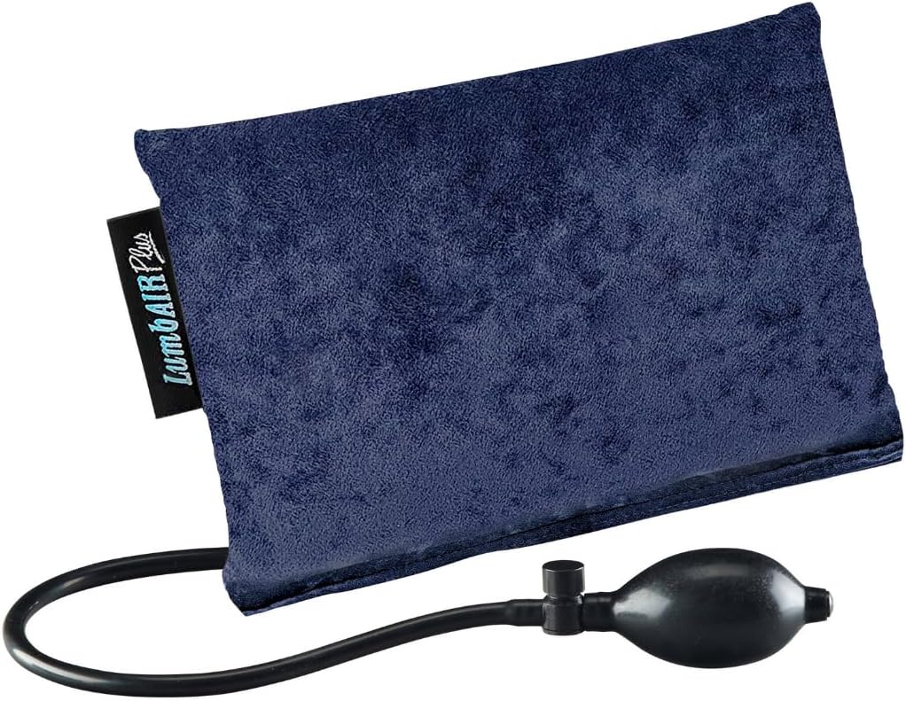 Innotech LumbAIRPlus – Premium Portable Inflatable Lumbar Support Cushion with Enhanced Adjustable Air System for Customized Comfort, Navy