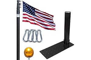 Service First Black Complete Tailgate Flag Pole Package 20FT Black with Stainless...