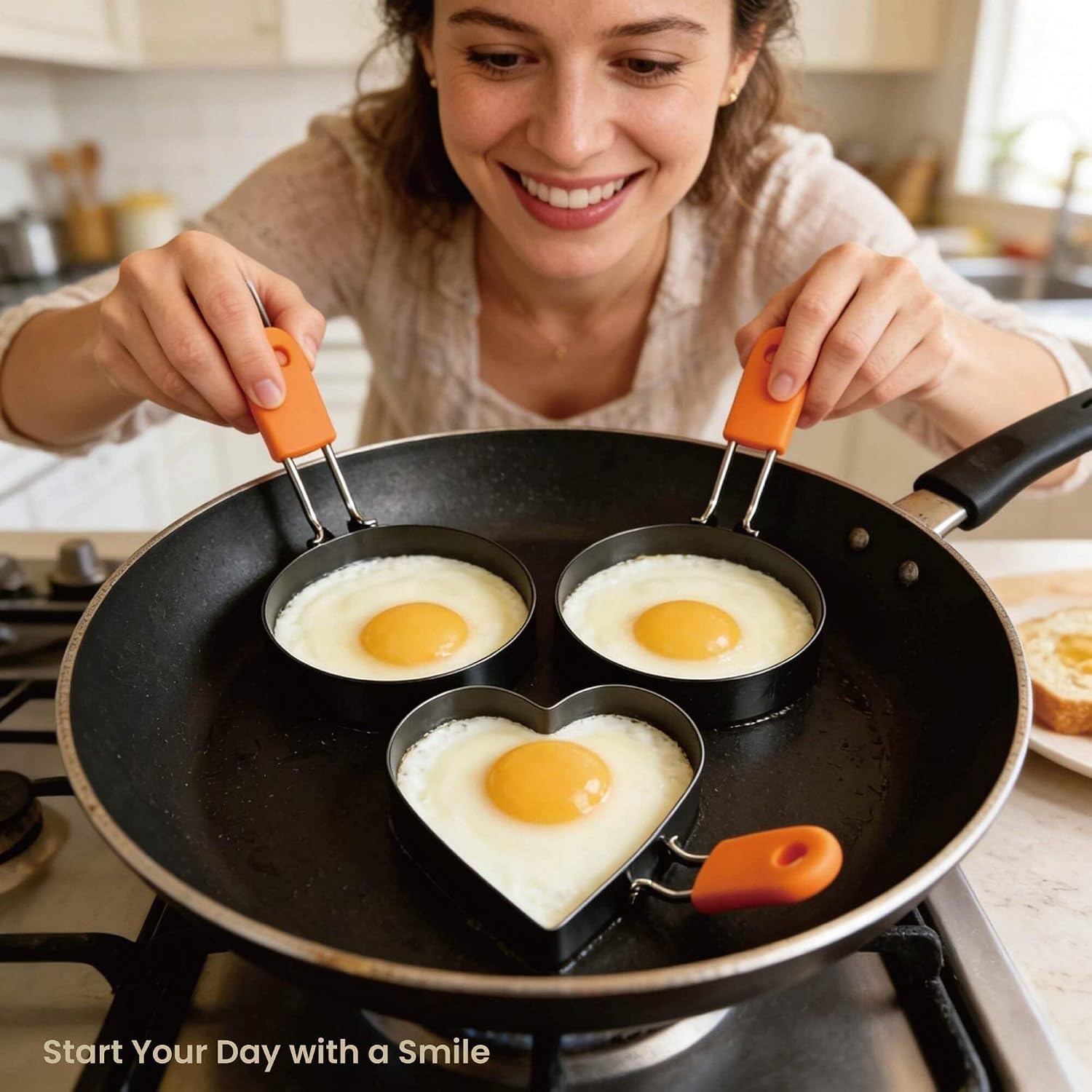 3‑Pack Stainless Steel Egg Rings for Frying Eggs